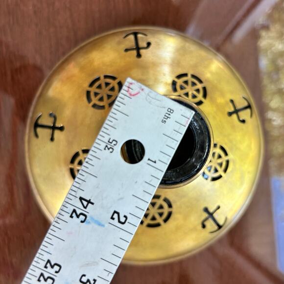 Vintage Swedish Captain’s Decanter – Brass Over Glass, Cork Top – Anchor Design - Picture 11 of 11